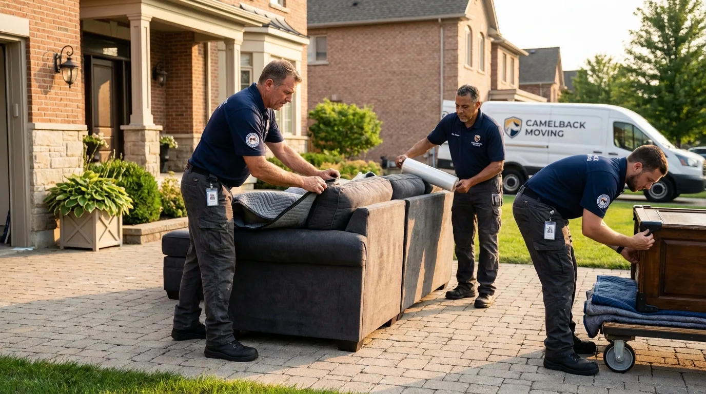 Large estate moving crew wrapping furniture in Toledo, IA